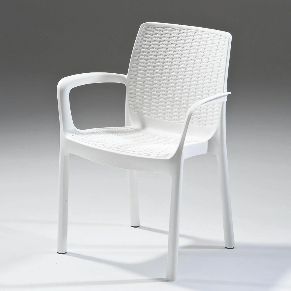 Poltrona Melody in Resina Antiurto Effetto Polirattan Bianco 58x55x83 cm