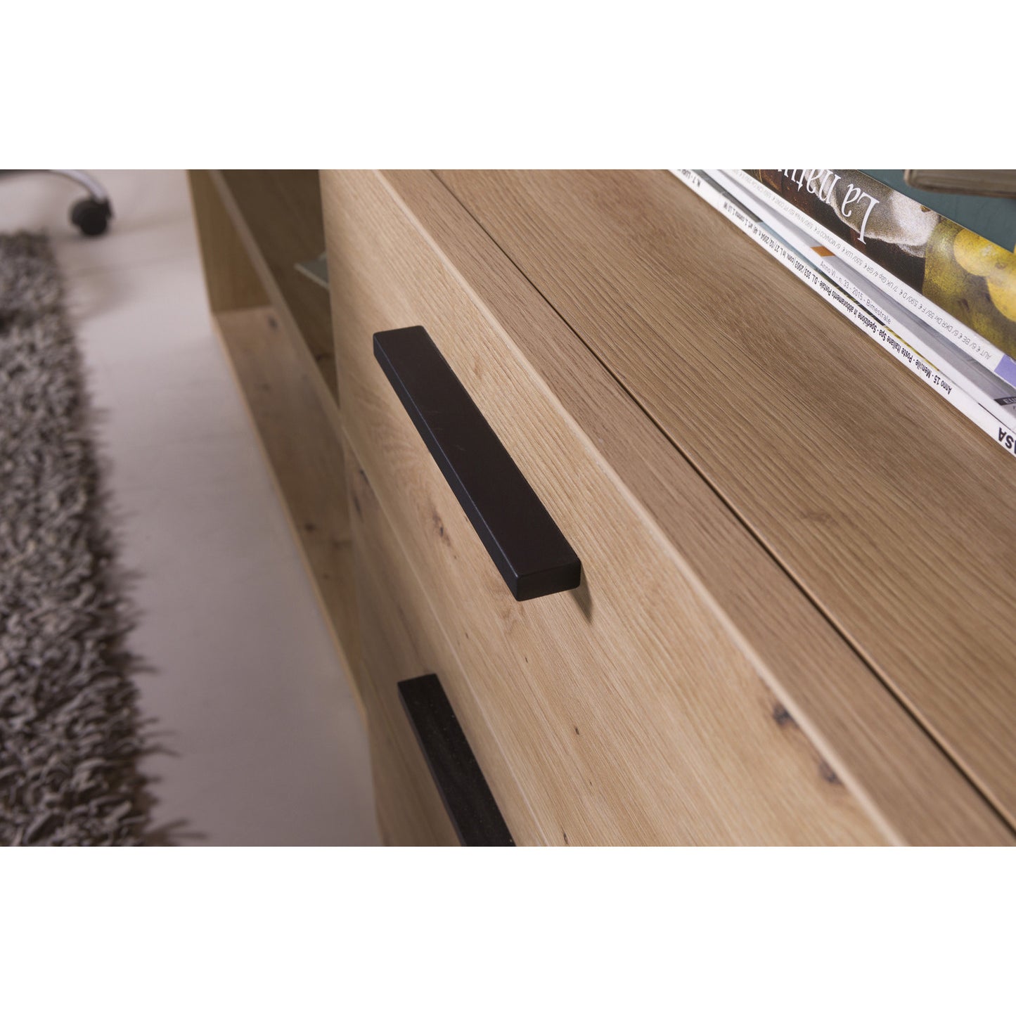 Scrivania Angolare con 3 Cassetti e 2 Vani - 171.50x74.70x143.50 cm