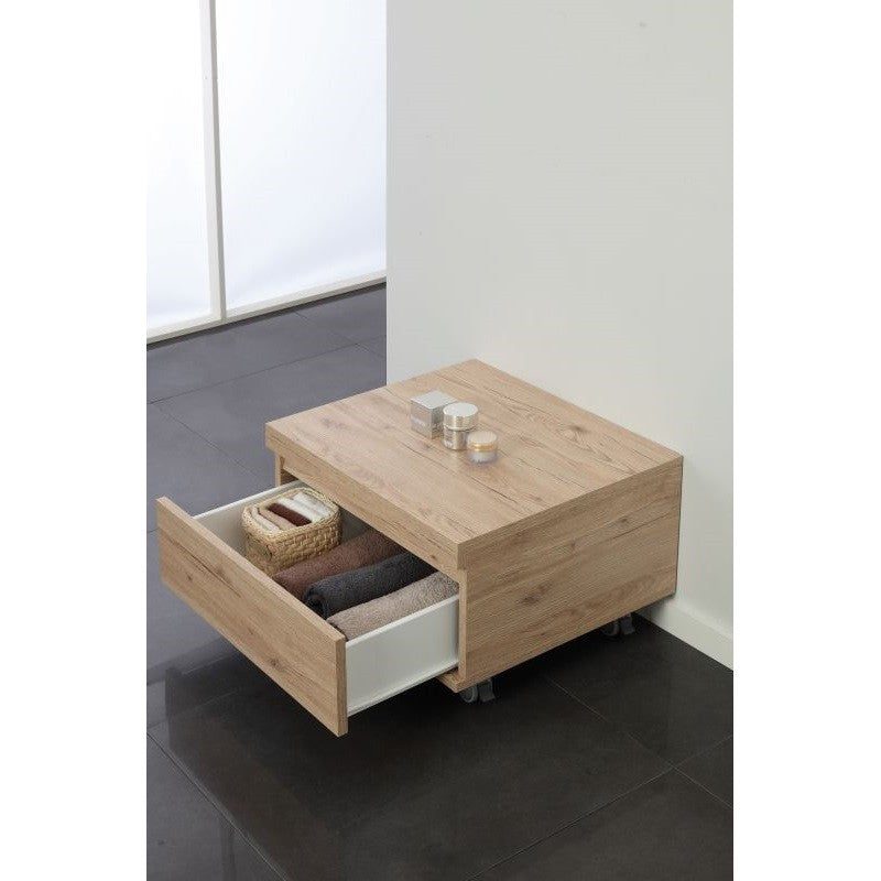 Badezimmerkommode auf Rollen mit einer Schublade Eiche 58x48x29,5 cm