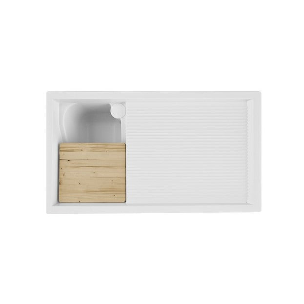 Holzschrank mit Waschbecken und Waschmaschinenabdeckung