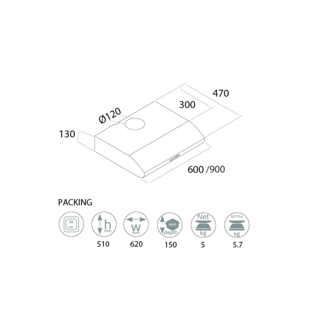 Samet Classico 90 weiße Unterschrank-Abzugshaubengruppe