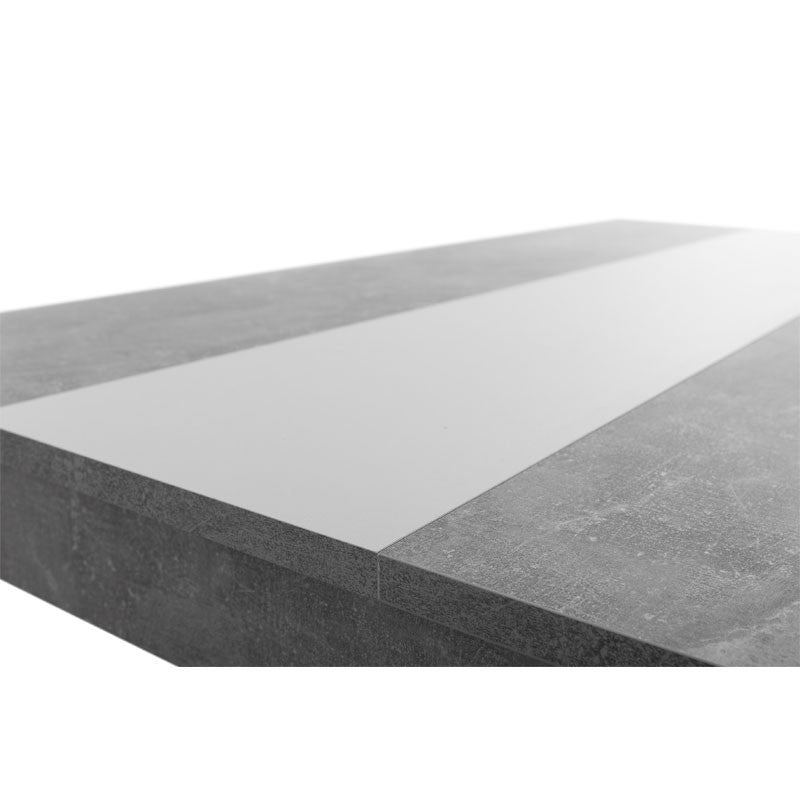 Zementfarbener Esstisch mit schwarzem oder weißem Wendeeinsatz, 138 x 80 x 74 cm