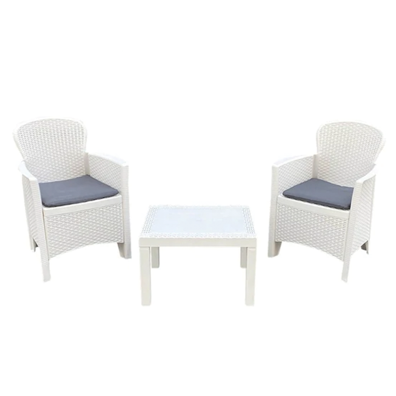 Set aus Kunstharz für den Balkon, Garten, Modell Akita, Weiß, Keter