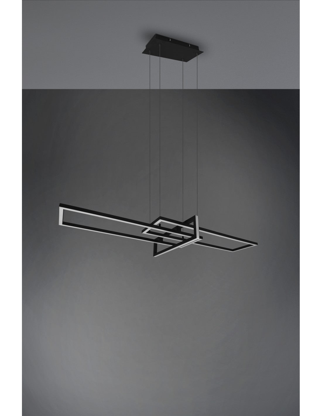 Salinas Pendelleuchte 3 rechteckige LEDs 34 W Schwarz L110 cm Dimmbare Trio-Beleuchtung