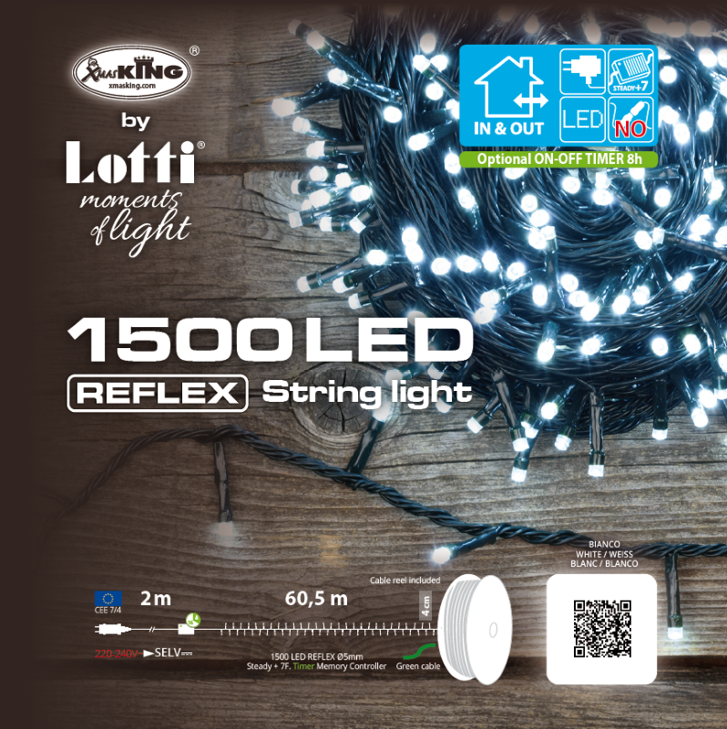 Lineare Kette 1500 kaltweiße LEDs 60,5 m in der Rolle
