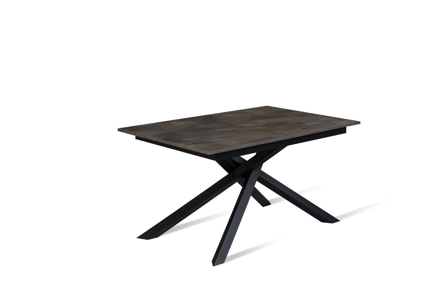 Ausziehbarer grau-schwarzer Betontisch 90 cm x 140-190 cm H. 76 cm
