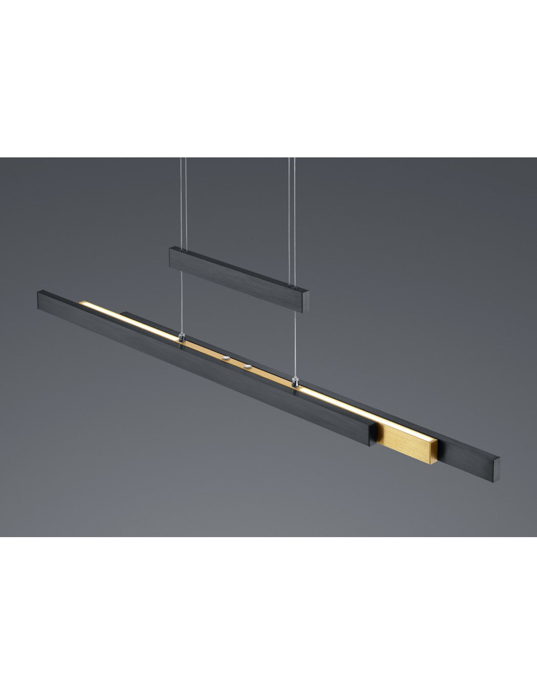 Trajan Moderner Büro-Kronleuchter mit doppeltem LED-Touch-Dimmer, Trio-Beleuchtung in Schwarz und Messing