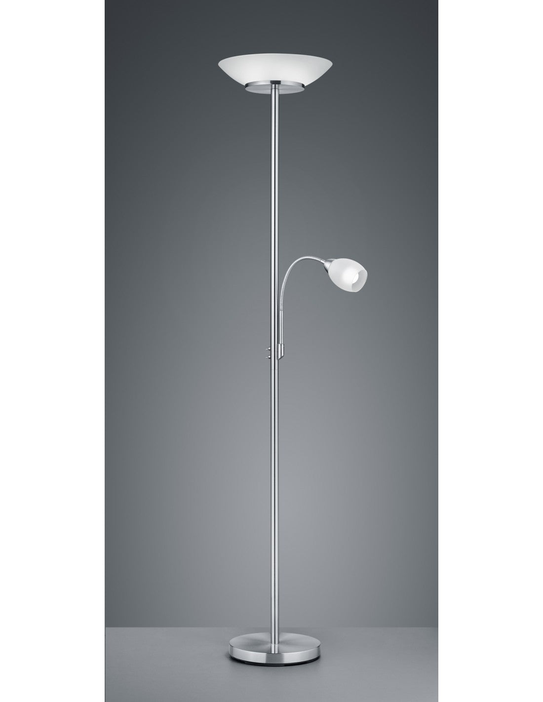 Stehleuchte mit Lesespot Gerry Nichel White Glass Ø34 cm Trio Lighting