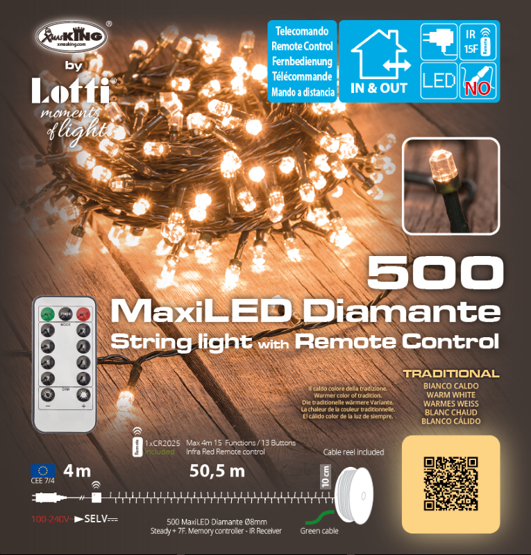 500 Maxi LED Diamond TRADITIONELLE Kette 50,5 m