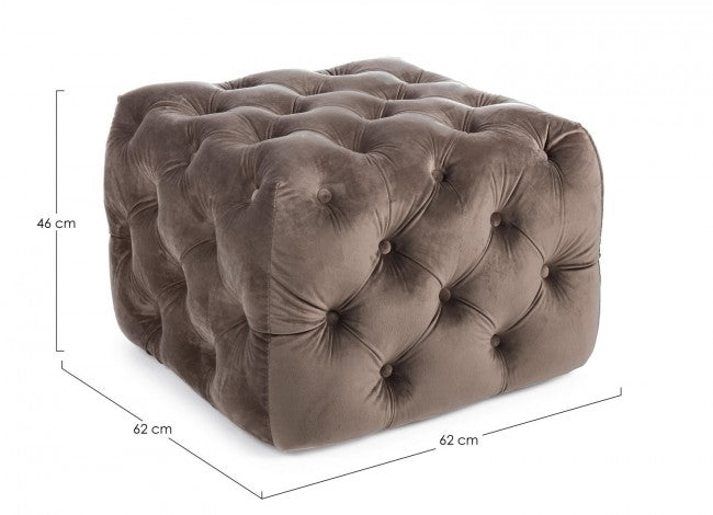 EVAN S taubengrauer Samt-Pouf 62x62x H46 cm