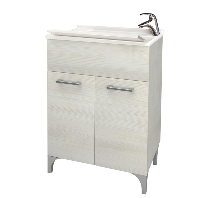 Waschbecken mit 2 Türen, 60 x 50 cm, Farbe Weißeiche