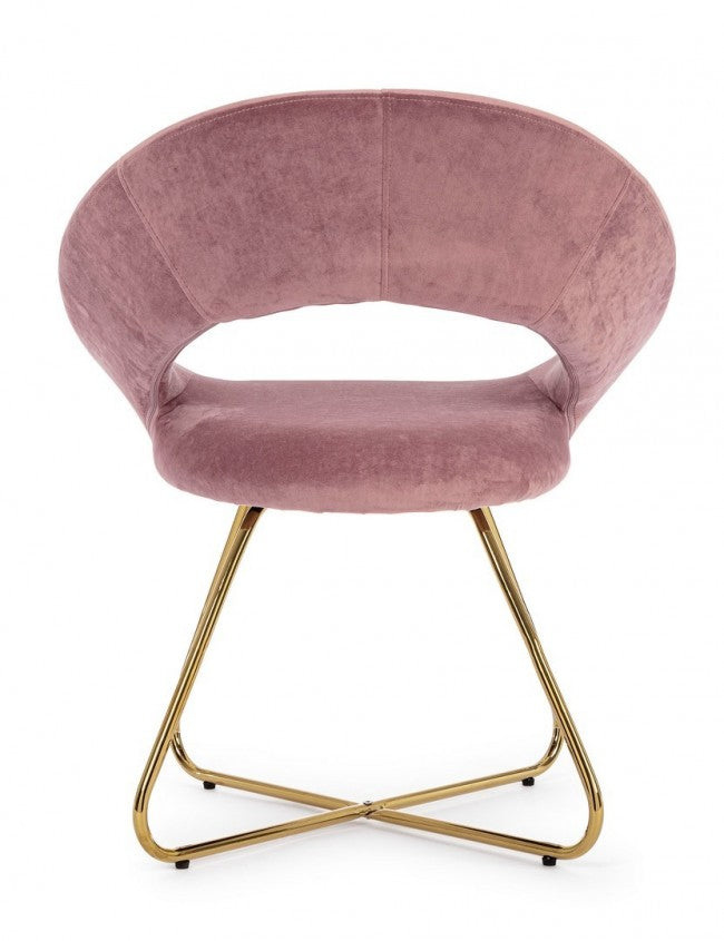 2x Gold Vanity Armchair aus rosa Samt