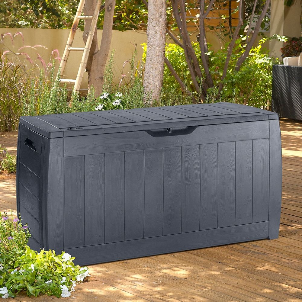 Hollywoodharzstamm mit abschließbarem Holzeffekt Graphit-Finish 117,5x45xh.57,3 cm