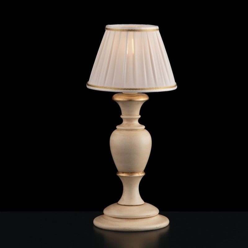 Lampe aus Holz und Zellstoff, Elfenbein und Blattgold, 1 Licht, 36 cm