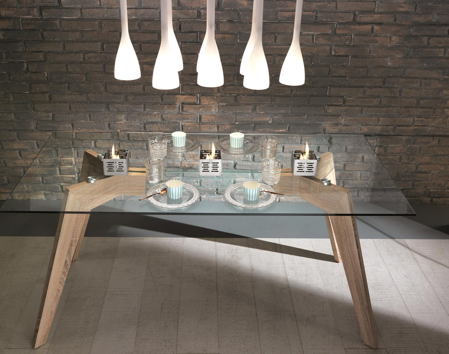 3x Set von 3 hellgrauen Stahl Bioamine 10x10x8h cm