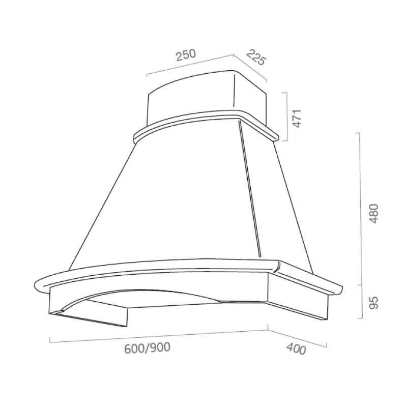 Rustikale weiße Küchenhaube BELLA mit Holzrahmen eingelegt Tabak Farbe cm 90