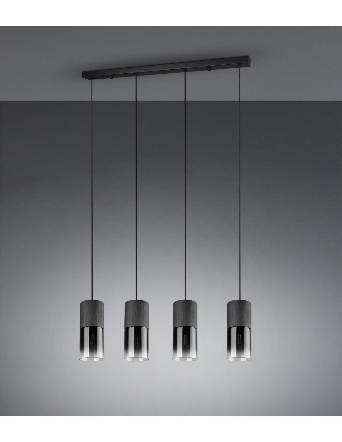 Vintage 4 x E27 Robin Metall-Black-Lighting-Suspension