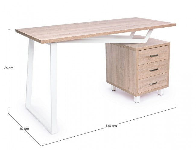 Weißer Holztisch mit Kommode Armande cm 140 x60 x 76 h