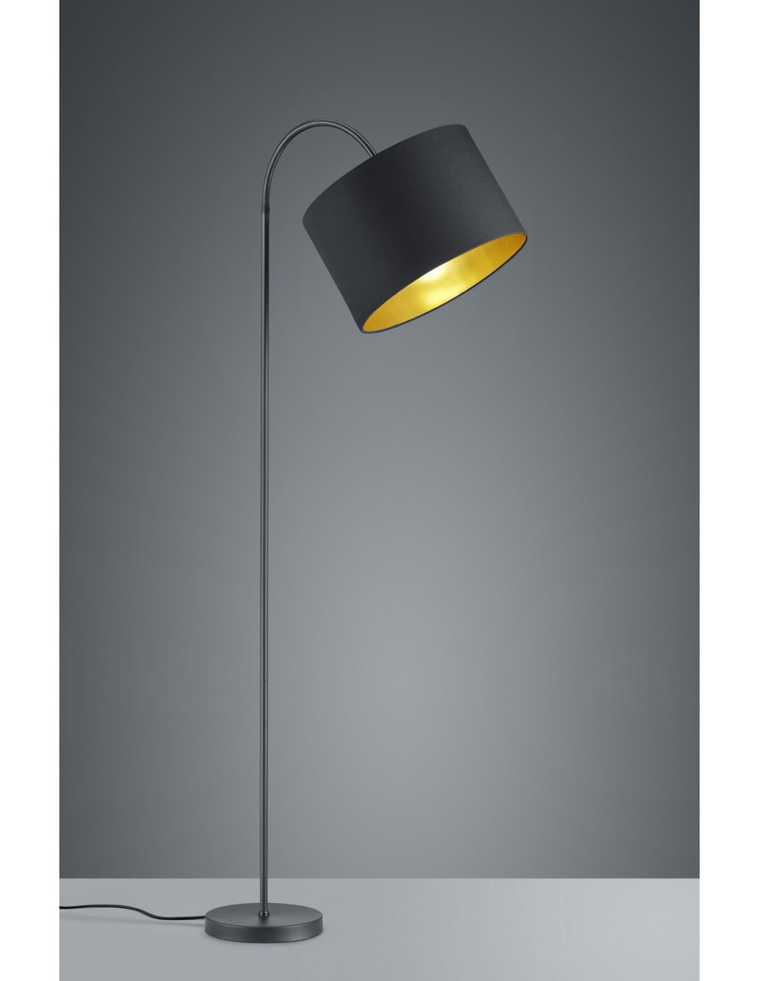 Hostel Stehleuchte schwarz-goldenes Metall verstellbarer Lampenschirm H156 cm Trio Lighting