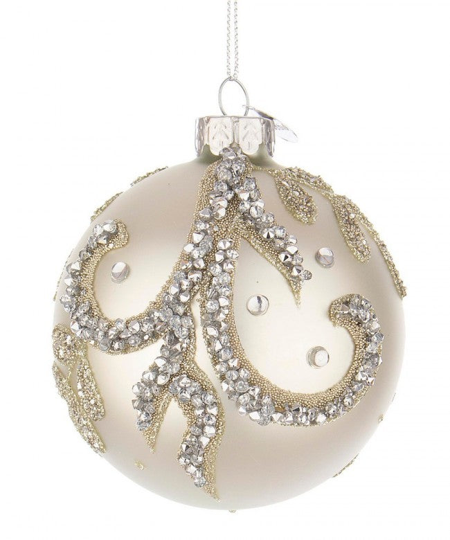 12x Kugel VT Tropfen weiße Perle D80