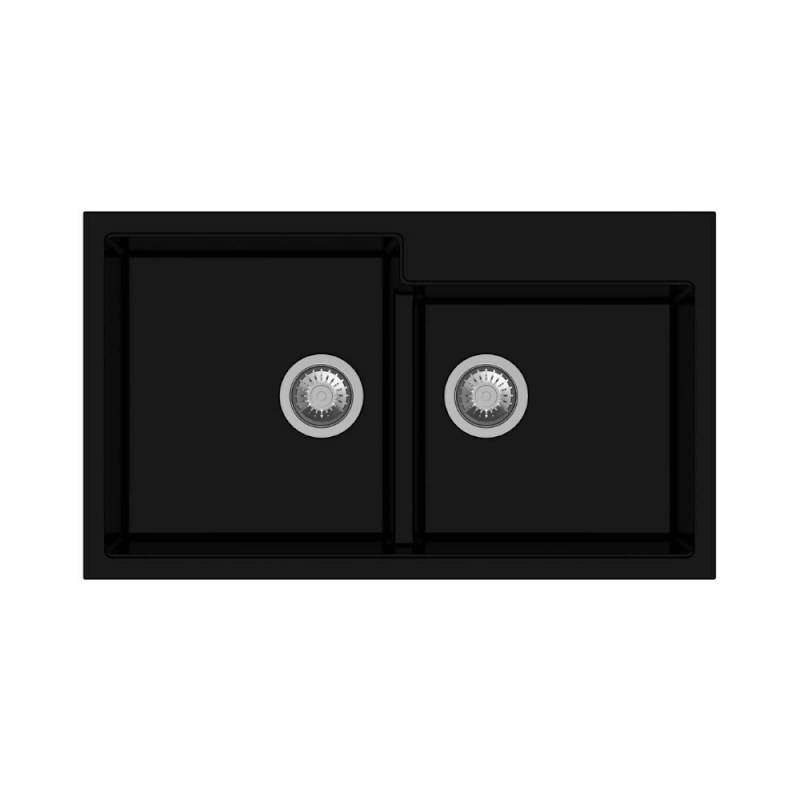 Tip Toe N200 2-Becken-Waschbecken in Schwarz