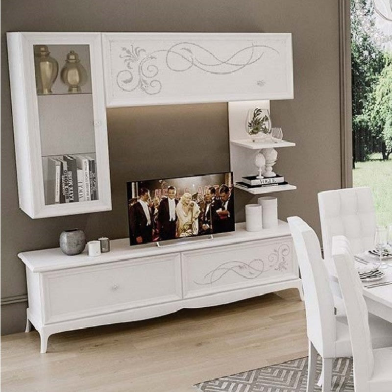 Mobile porta TV bianco L187 x P49 x H190 cm