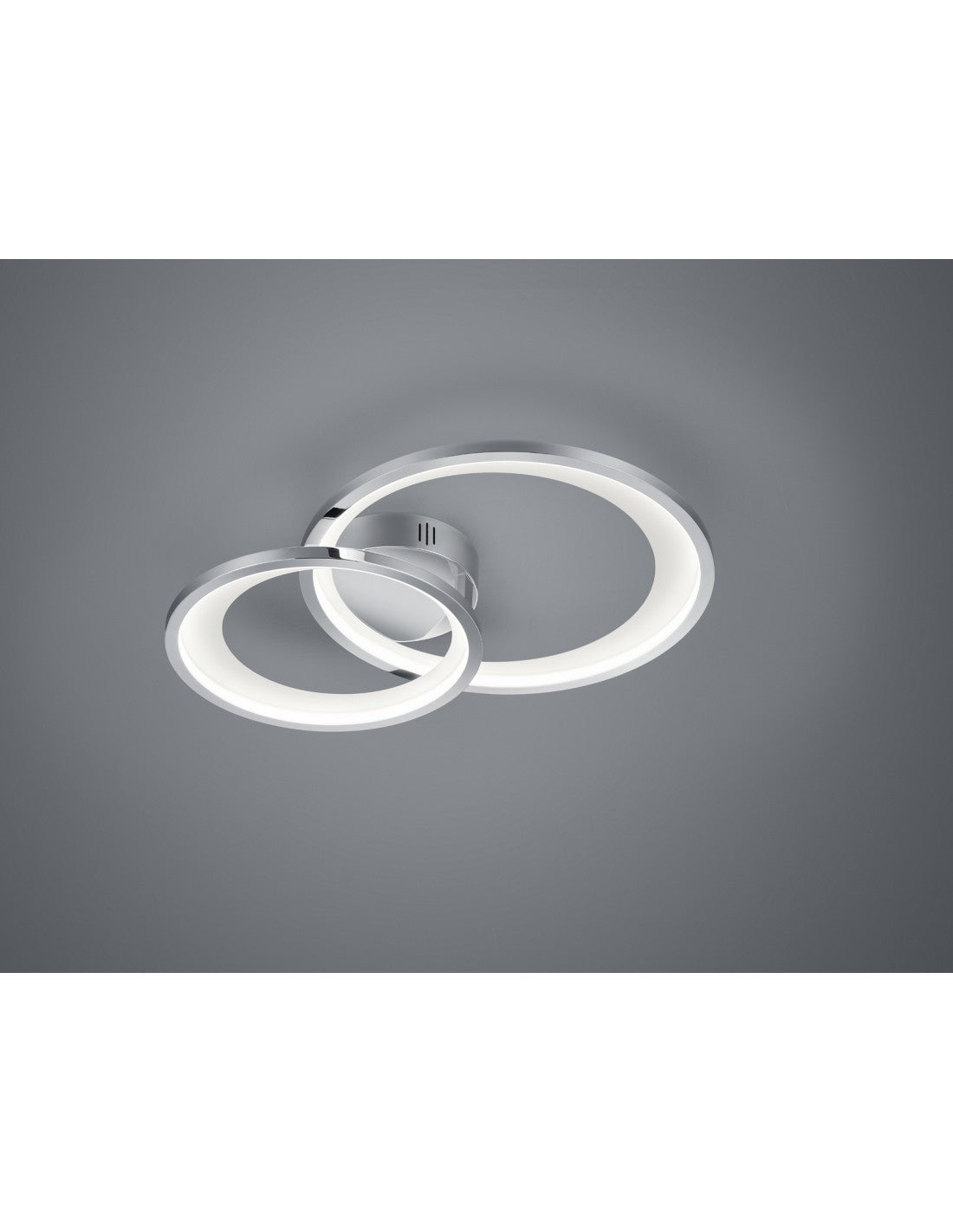 Deckenleuchte Granada Double Circle Chrome Led 29w dimmbare L59 cm Trio Beleuchtung