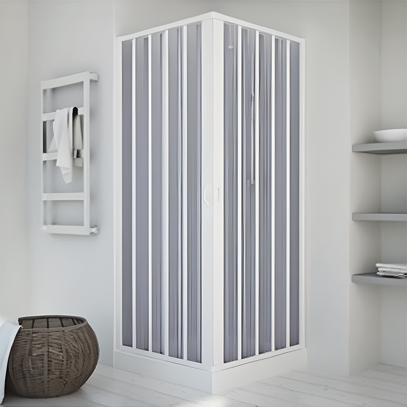 PVC-Duschkabine mit weißer Struktur 80-60x80-60xH180 cm