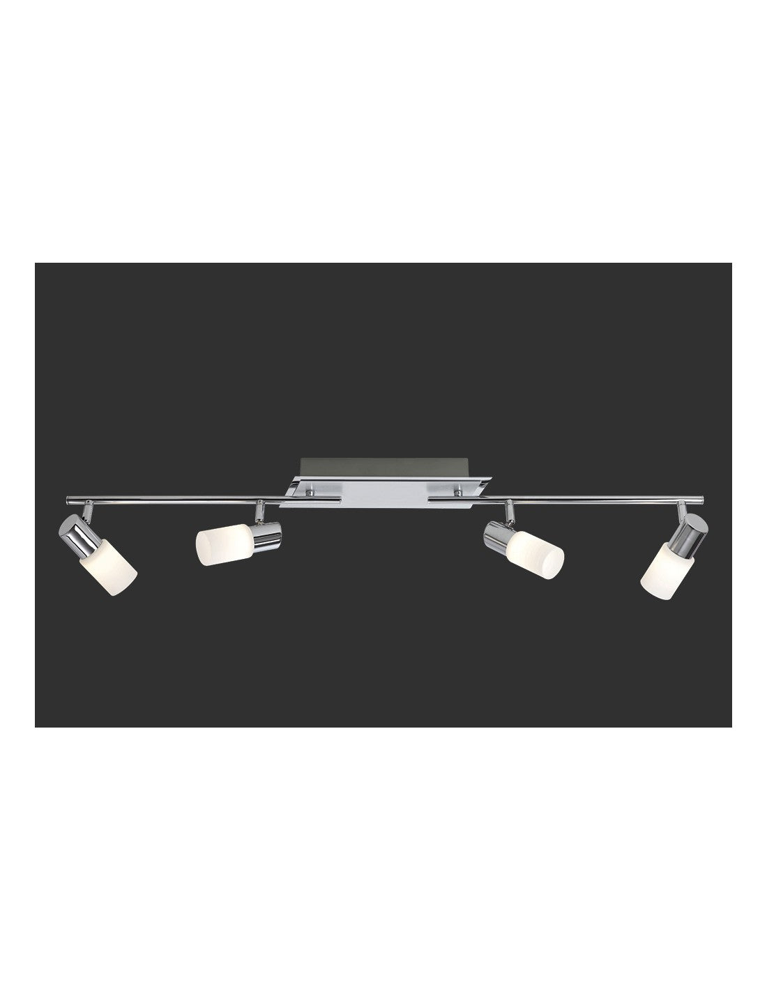 Clapton Strahler 4 LED-Spots Chrom und weißes Glas L96 cm Trio Lighting