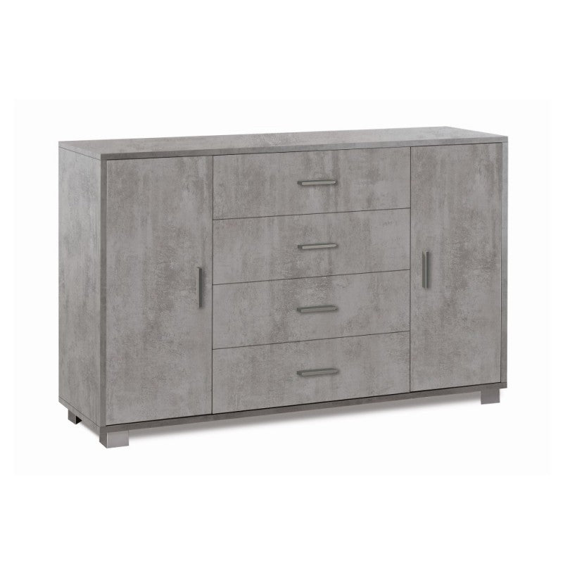 Sideboard mit zwei Türen und vier Schubladen Beton Cemento 136x41x h86 cm