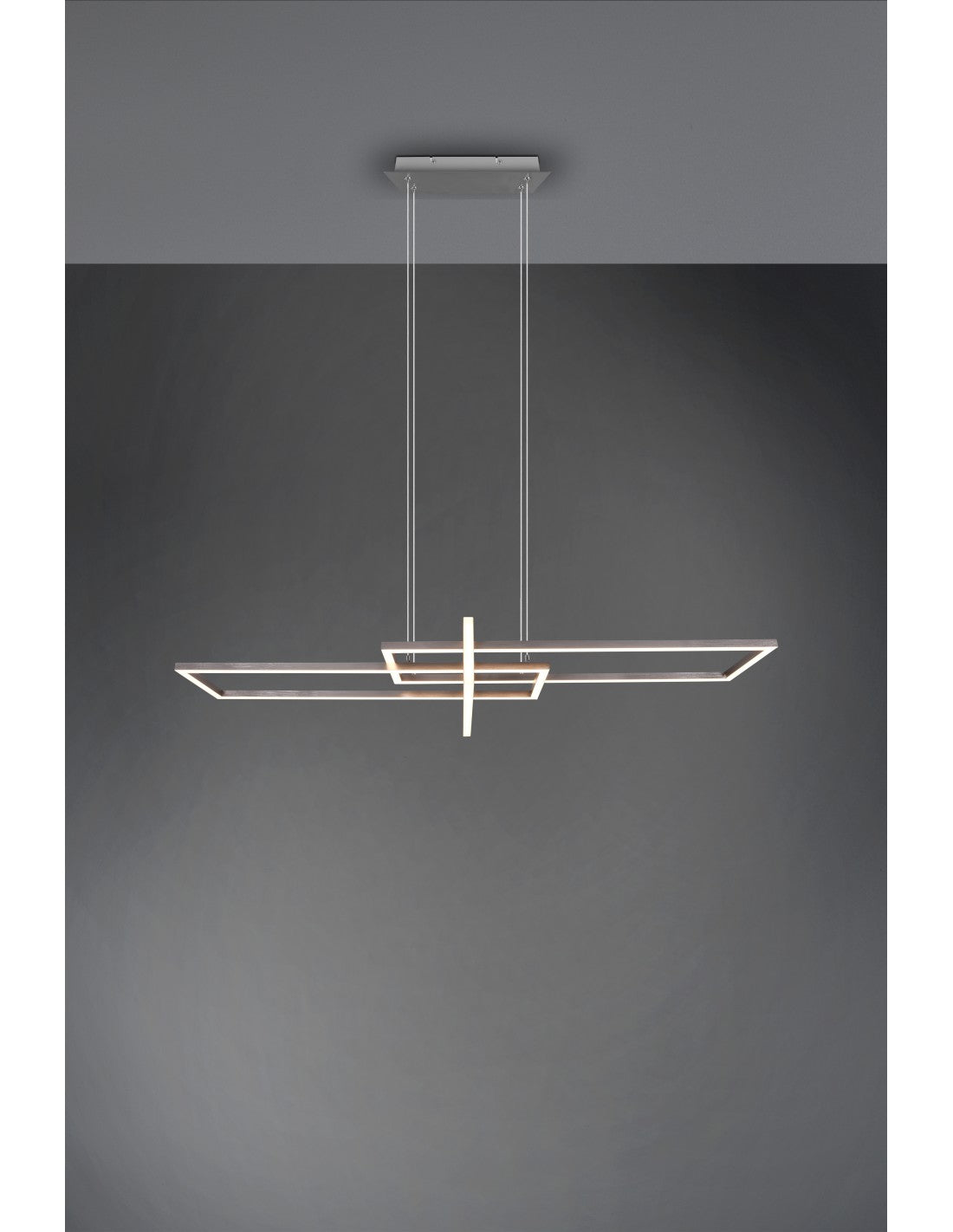 Salinas-Aufhängung, 3 rechteckige LEDs, 34 W, Nickel, L110 cm, dimmbar, Trio-Beleuchtung