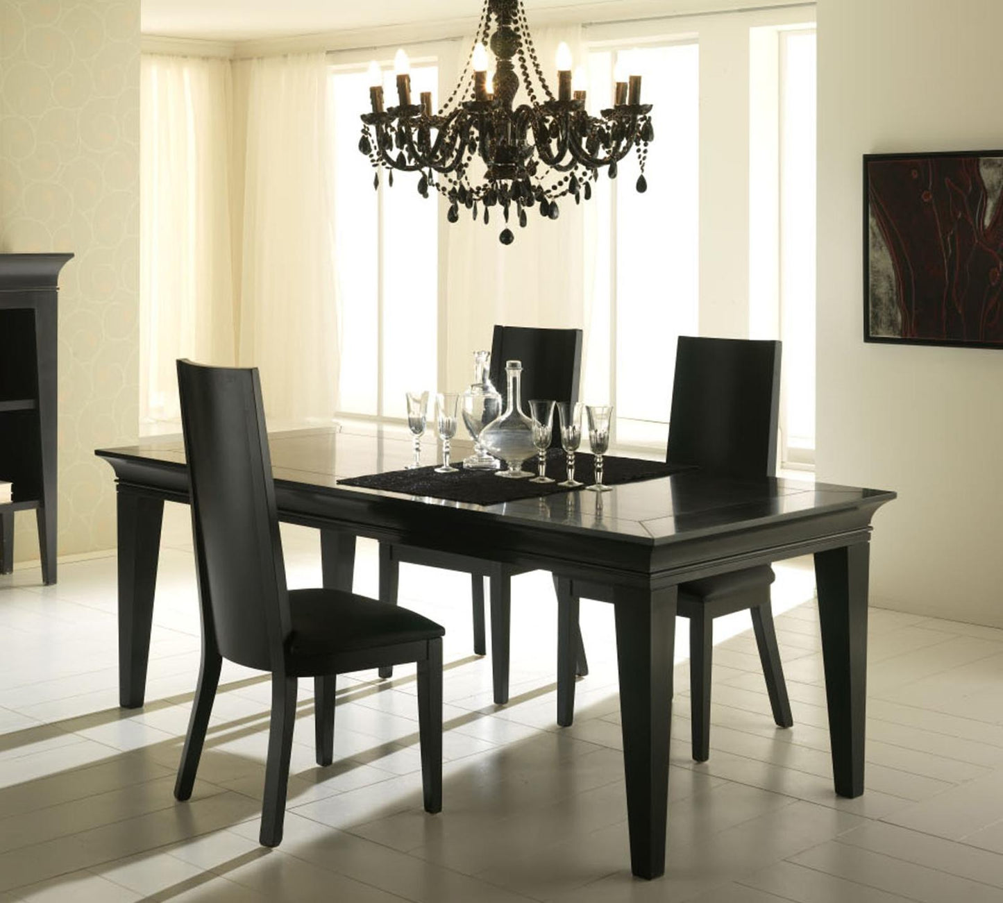 Fester Holztisch mit weißer Platte 200x75h cm