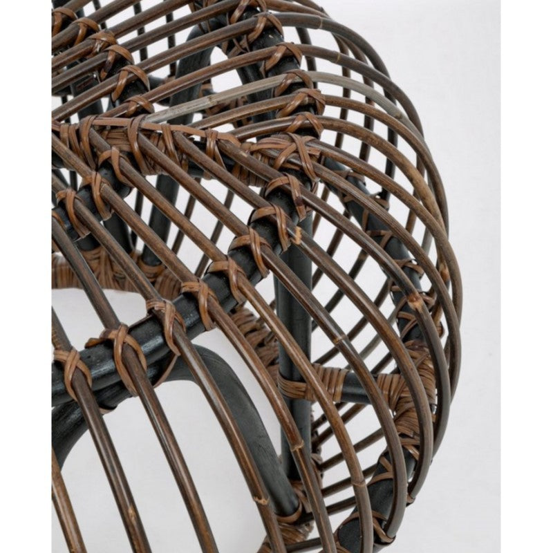 DORADAL Brauner Outdoor-Pouf-Couchtisch aus Rattan, Durchmesser 65 x H44 cm