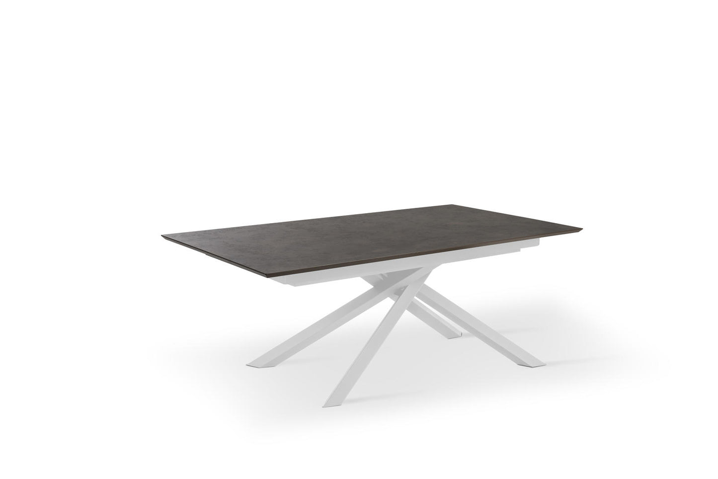 Ausziehbarer Tisch mit Rostplatte und weißen Beinen 170/270x90x76h cm
