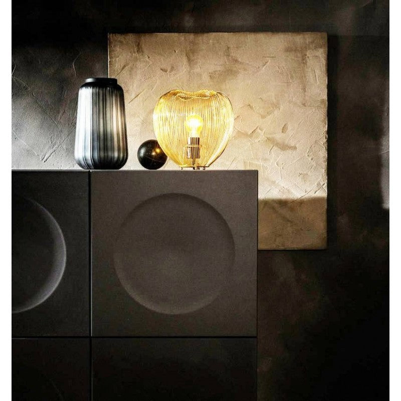 Glühstahl-Tischlampe, polnisch, glasig, rund 25 h