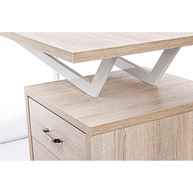 Weißer Holztisch mit Kommode Armande cm 140 x60 x 76 h