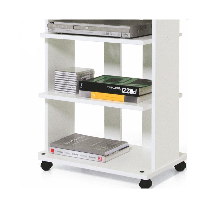 TV-Ständerwagen aus weißer Esche mit 3 Regalen 60x45xH 81 cm