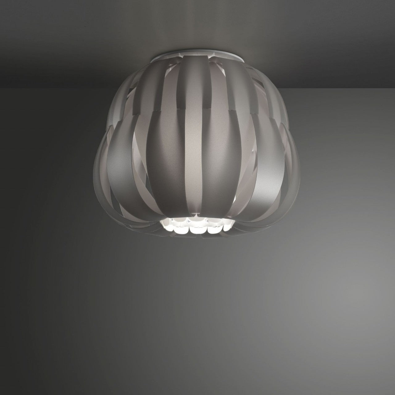 Silberne Deckenleuchte cm. 42 x 33h