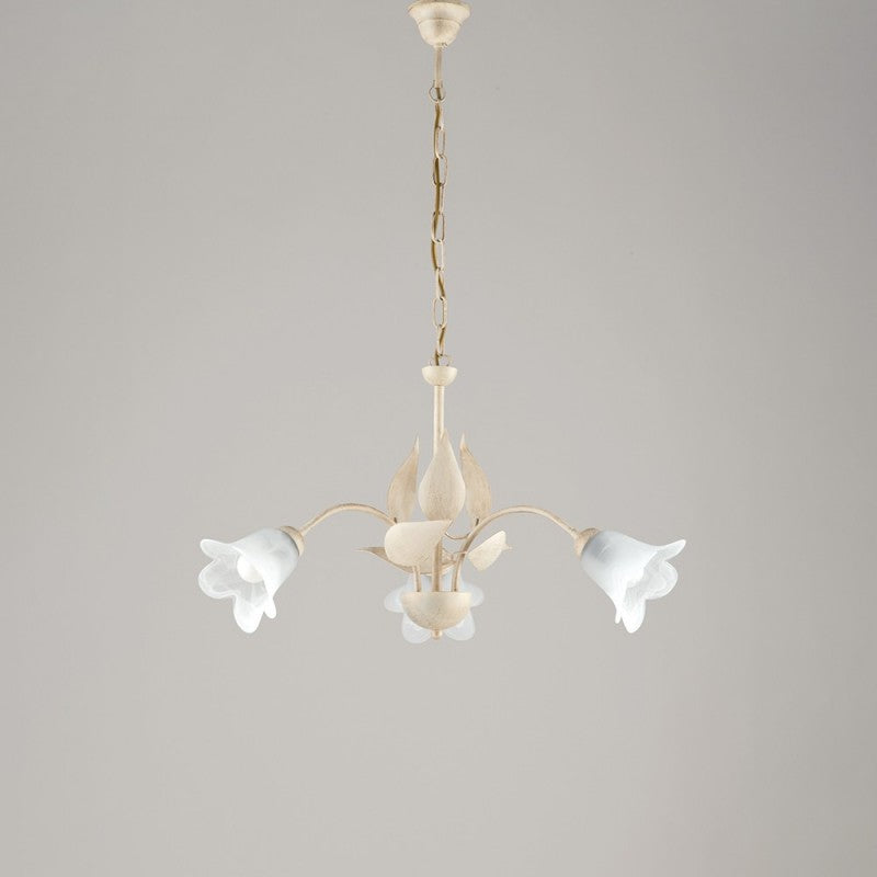 Glühbirn in Eisen (II) -Leuchten Oro 3 Glasscheiben Alabaster Bianchi 60x h43 cm