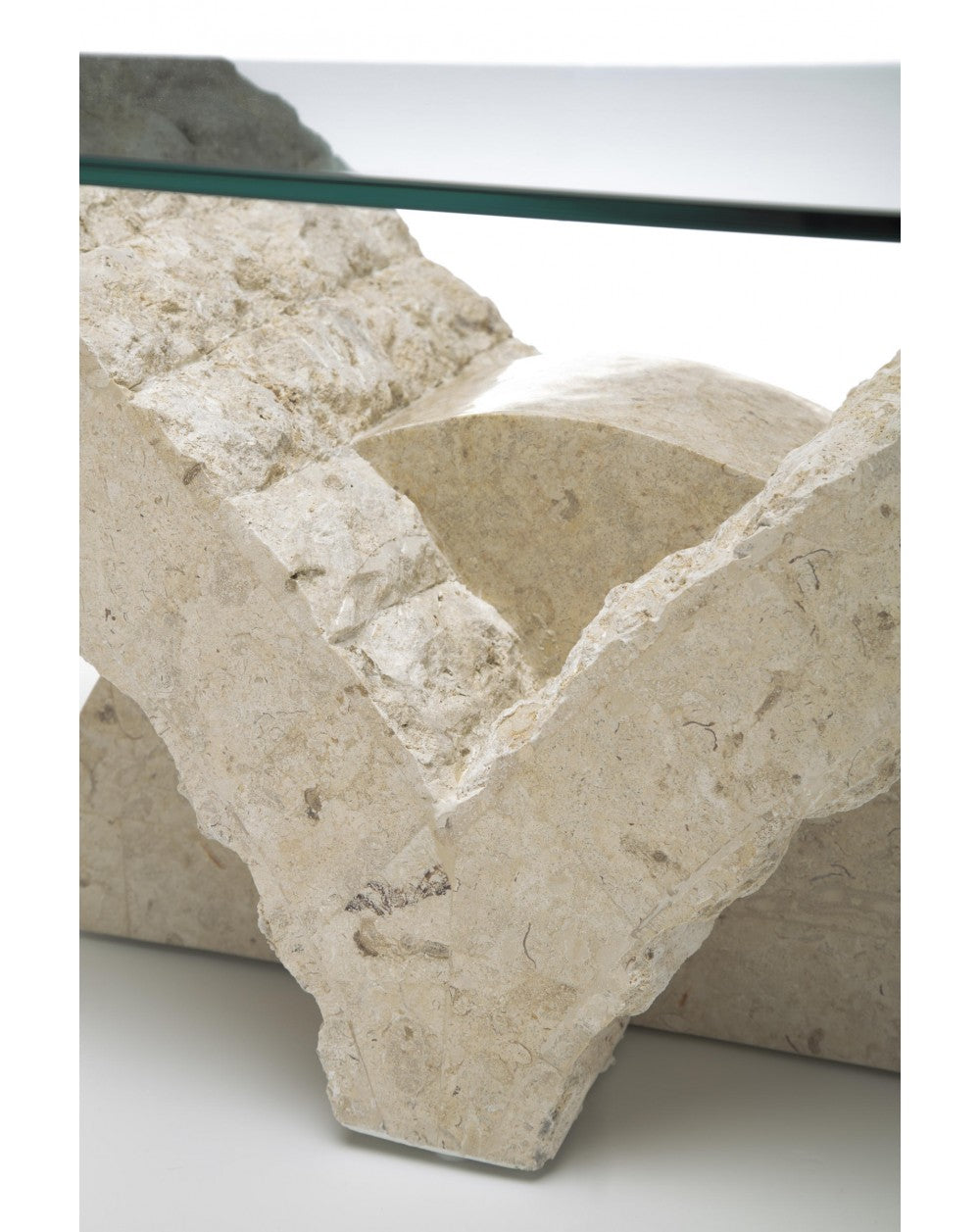 Transparent-beiger Couchtisch 70 cm x 120 cm H. 40 cm