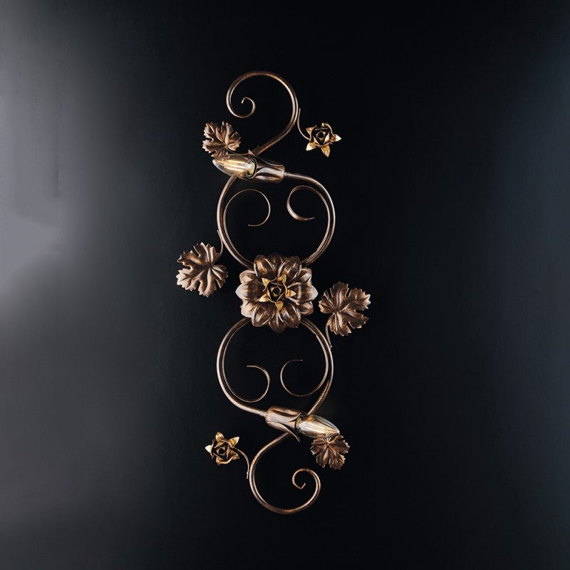 Zweiflammige Deckenleuchte aus Eisen, Braungold, 73 x 2 x H 17 cm