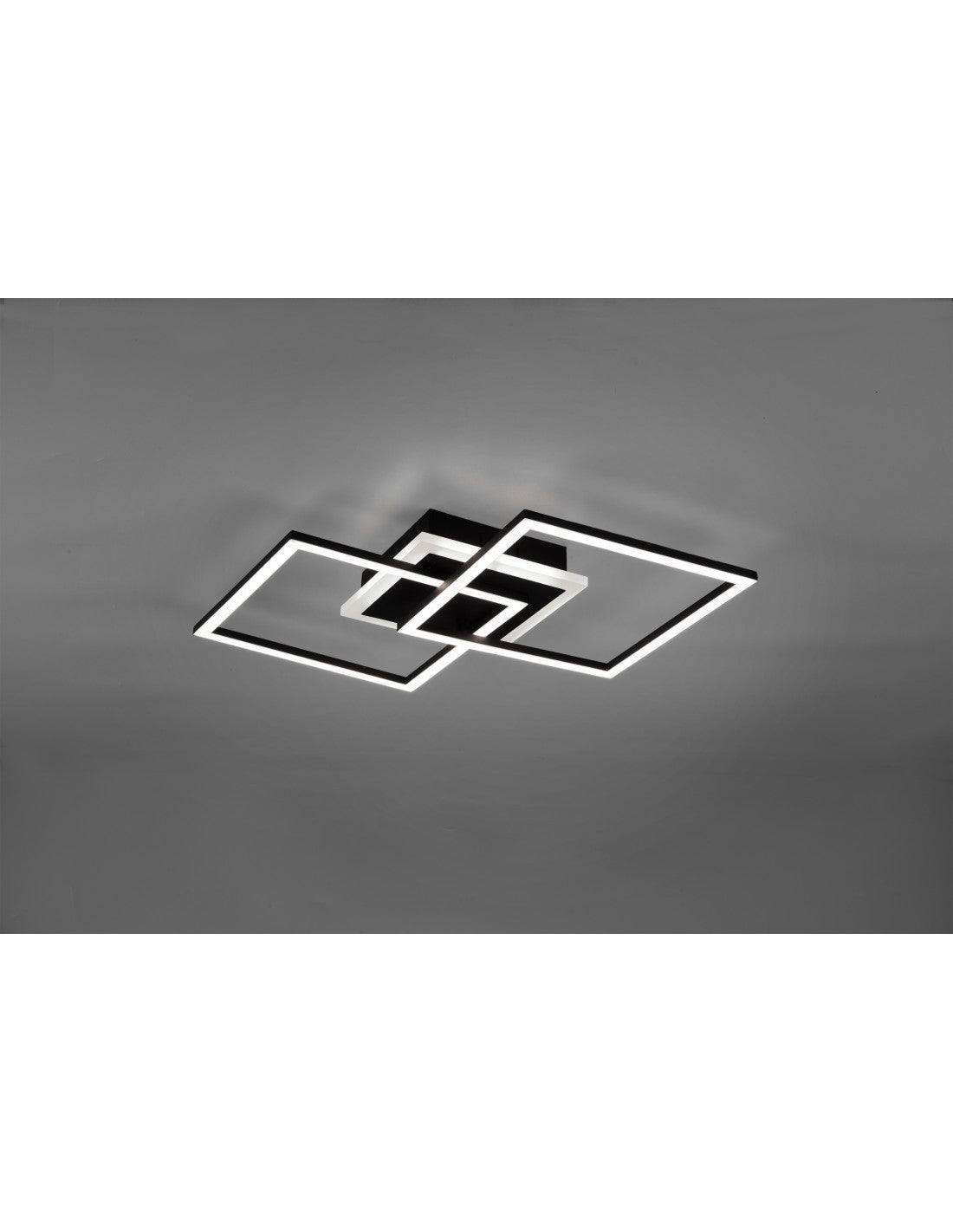 Venida Doppelte quadratische schwarze LED-Deckenleuchte 25 W dimmbar L57 cm Trio-Beleuchtung