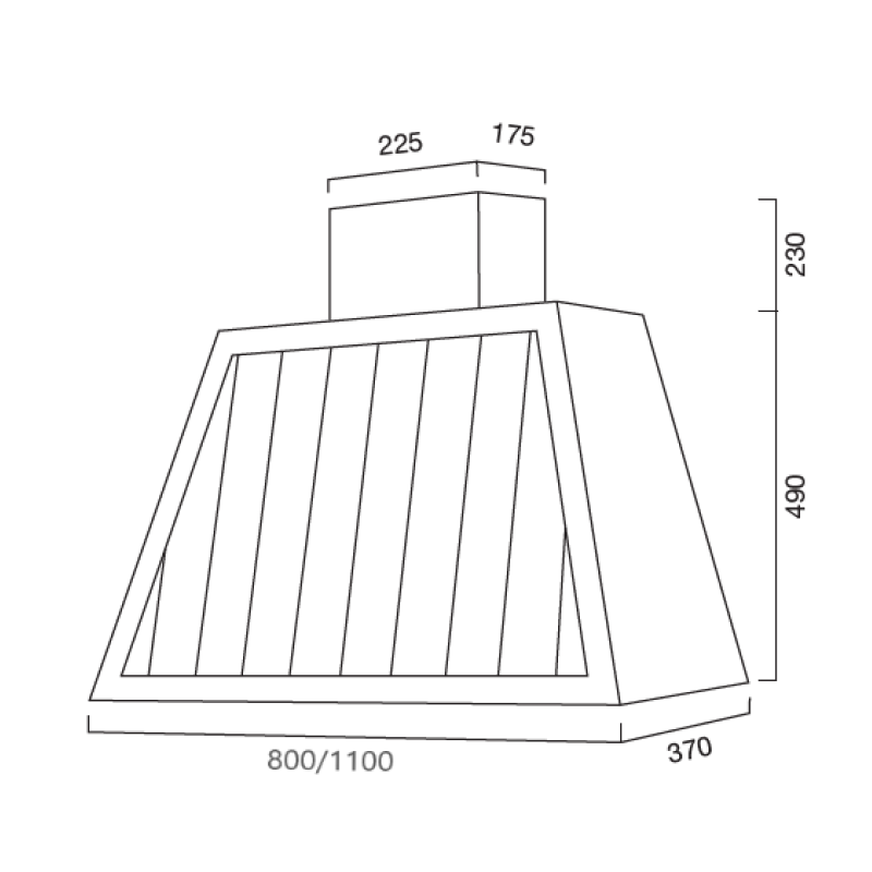 Dunstabzugshaube GARAGE WOOD DAUB aus silbernem Edelstahl 110 cm