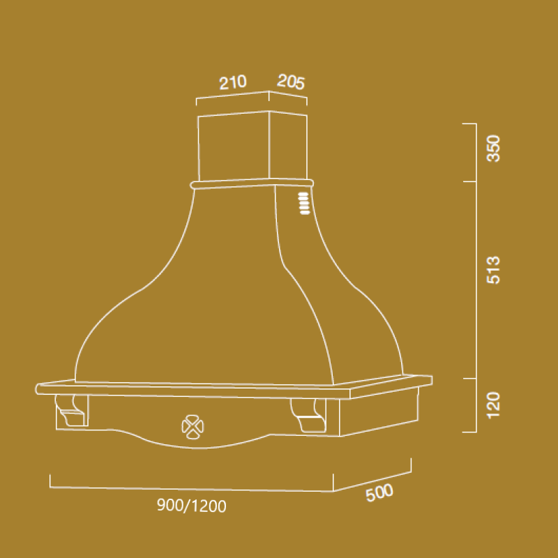 Weiße Rusten-Cappa-Cappa-Cappa, mit weißem Holzrahmen, gequält, 120 cm