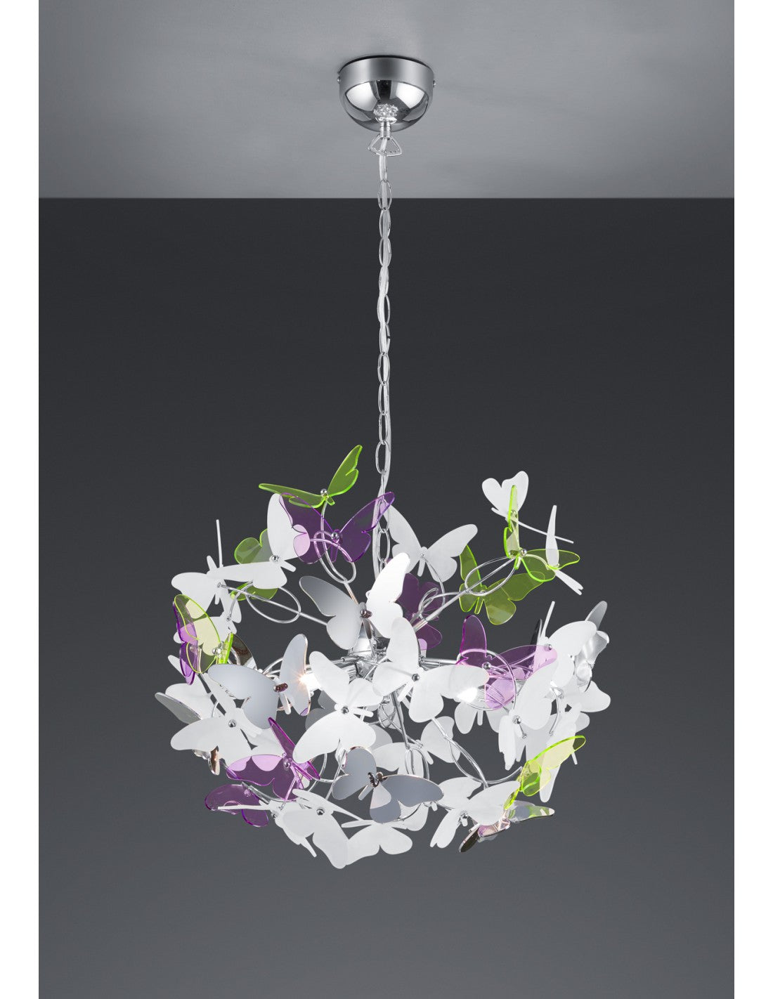 Schmetterlingsaufhängung 4xG9 Chrom Mehrfarbige Schmetterlinge Ø50 cm Trio-Beleuchtung