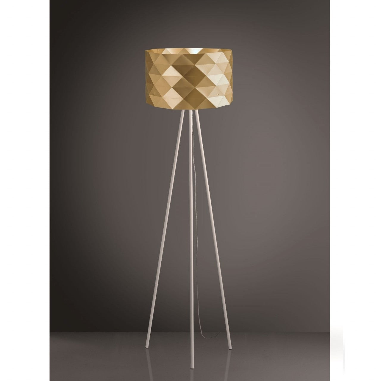 Neue goldene Stativ-Stehlampe aus Metall cm. 40 x 146h