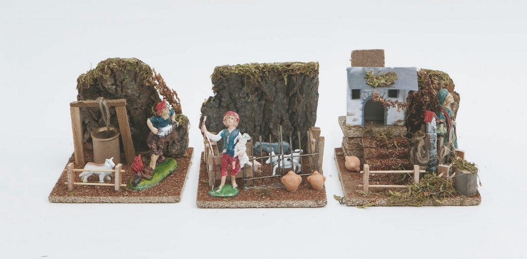 Disp Scena Pastore/Ortolana/Suonator Cm.14 ,5X14X15 3 Mod.Ass. Weihnachtsdekoration