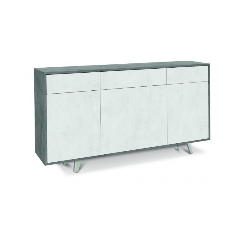 Sideboard mit drei Türen und drei Schubladen in Oxy White Cement 164x41x h92 cm