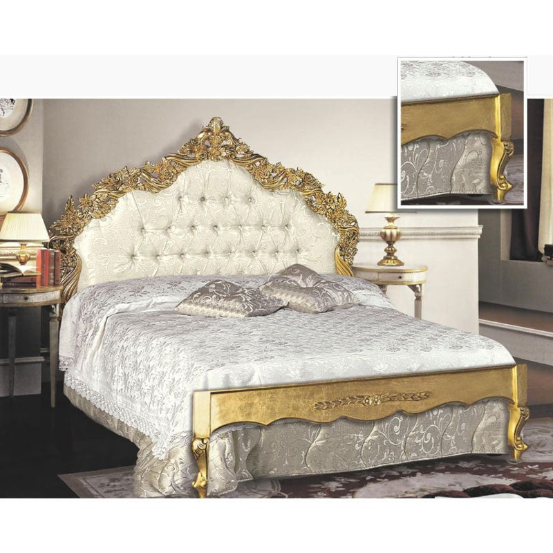 Doppelbett aus Holz mit geschnitztem Kopf- und Fußteil 172x200xH.170 cm