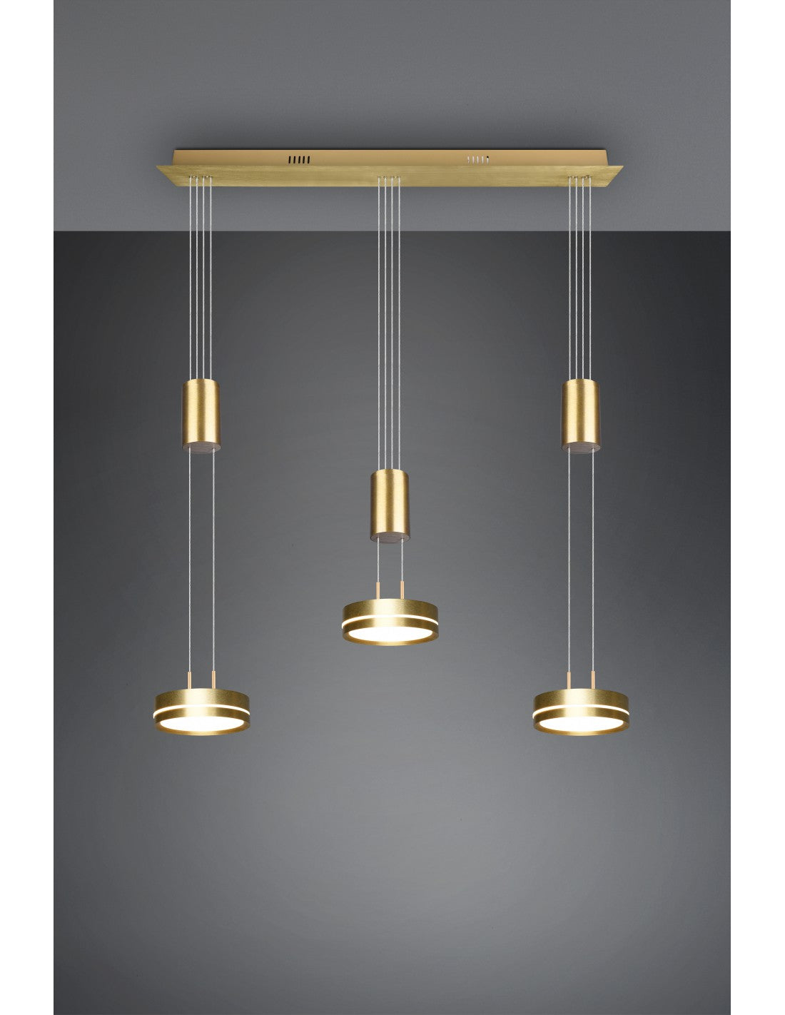 Lampadario Mono Led 3 Drop Ottone Franklin Trio Lighting